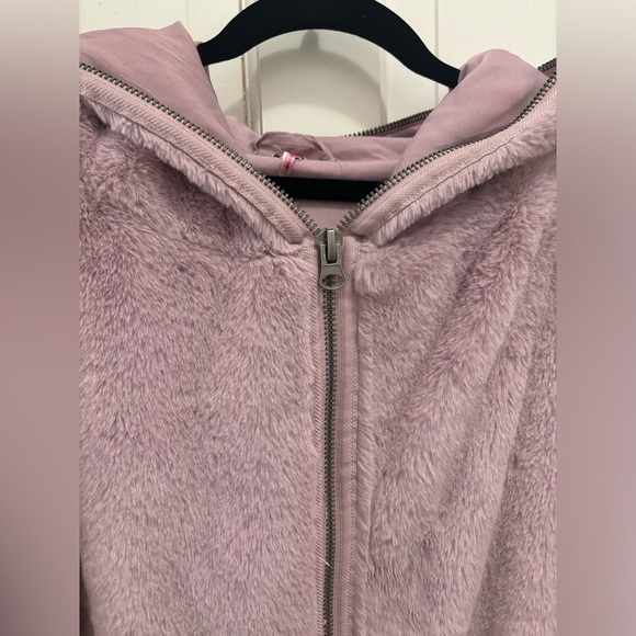 Free People Turn Up Zip Off Faux Fur Hoodie Coat Lavender Haze XS - Picture 4 of 13